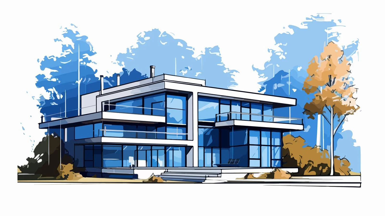 Modern Suburban House with Expansive Panoramic Windows — free download from Dotvec