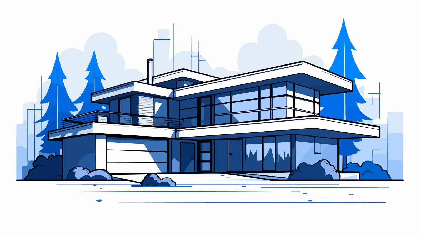 Modern Suburban Home with Expansive Panoramic Windows — free download from Dotvec