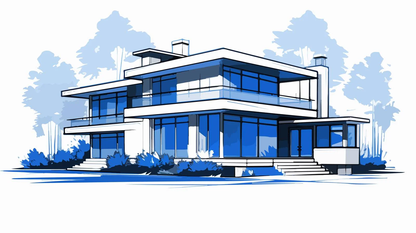 Modern Suburban Home with Expansive Windows — free download from Dotvec