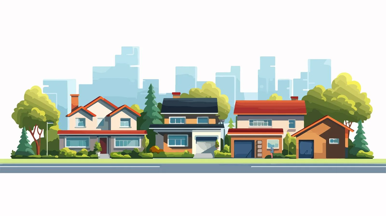 Tranquil Suburban Houses and Garages Outskirts — free download from Dotvec