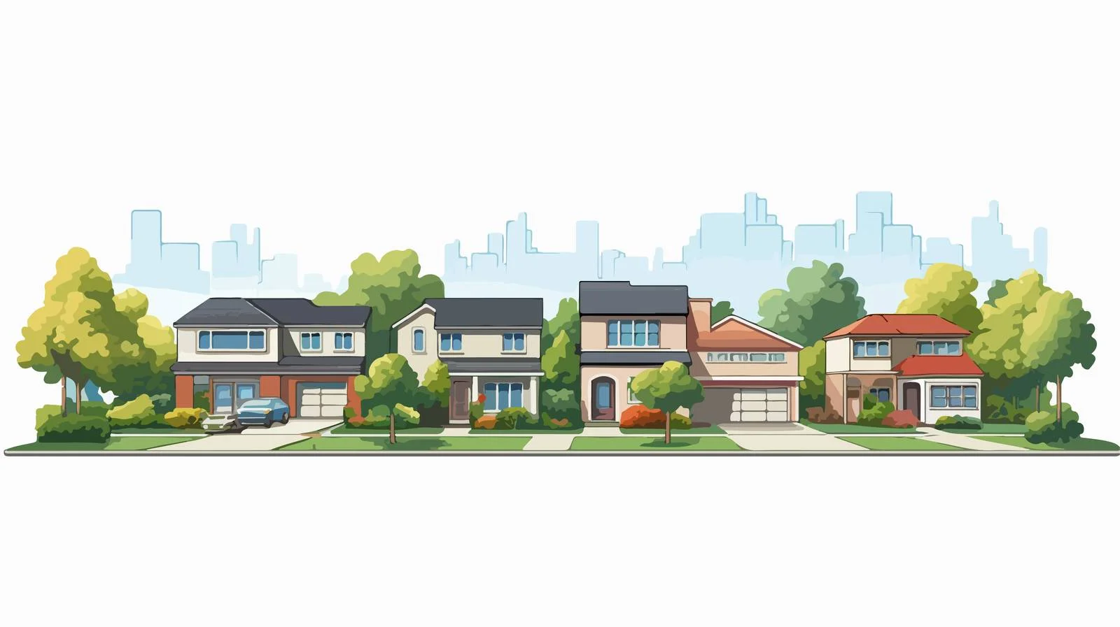 Suburban Outskirt Homes with Garages View — free download from Dotvec
