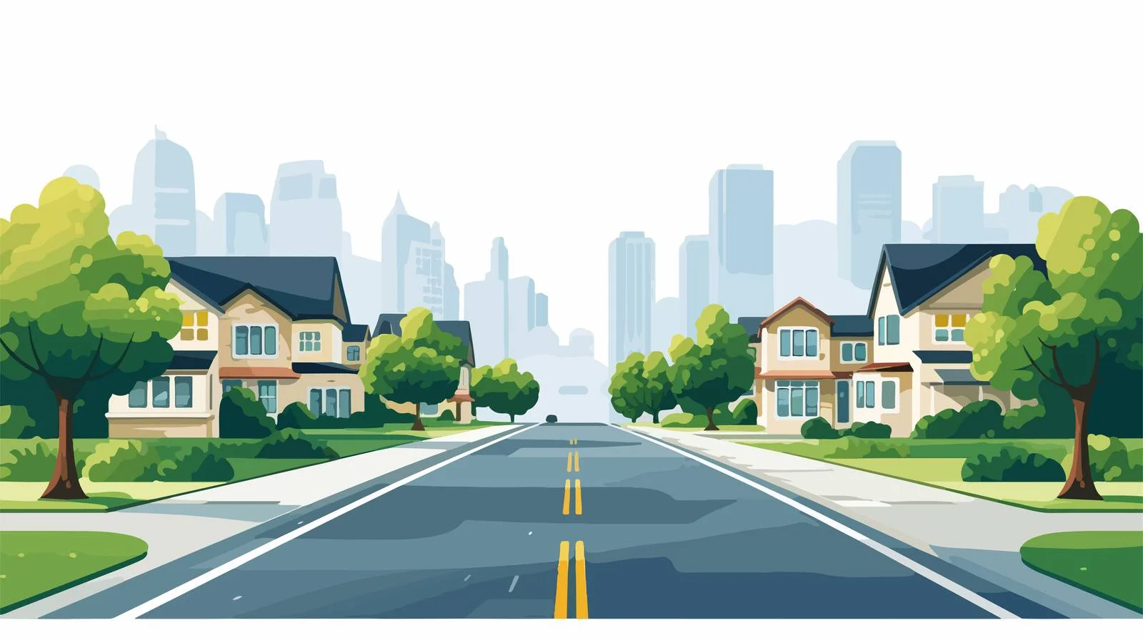 Serene Suburban Neighborhood Street Homes Garages — free download from Dotvec