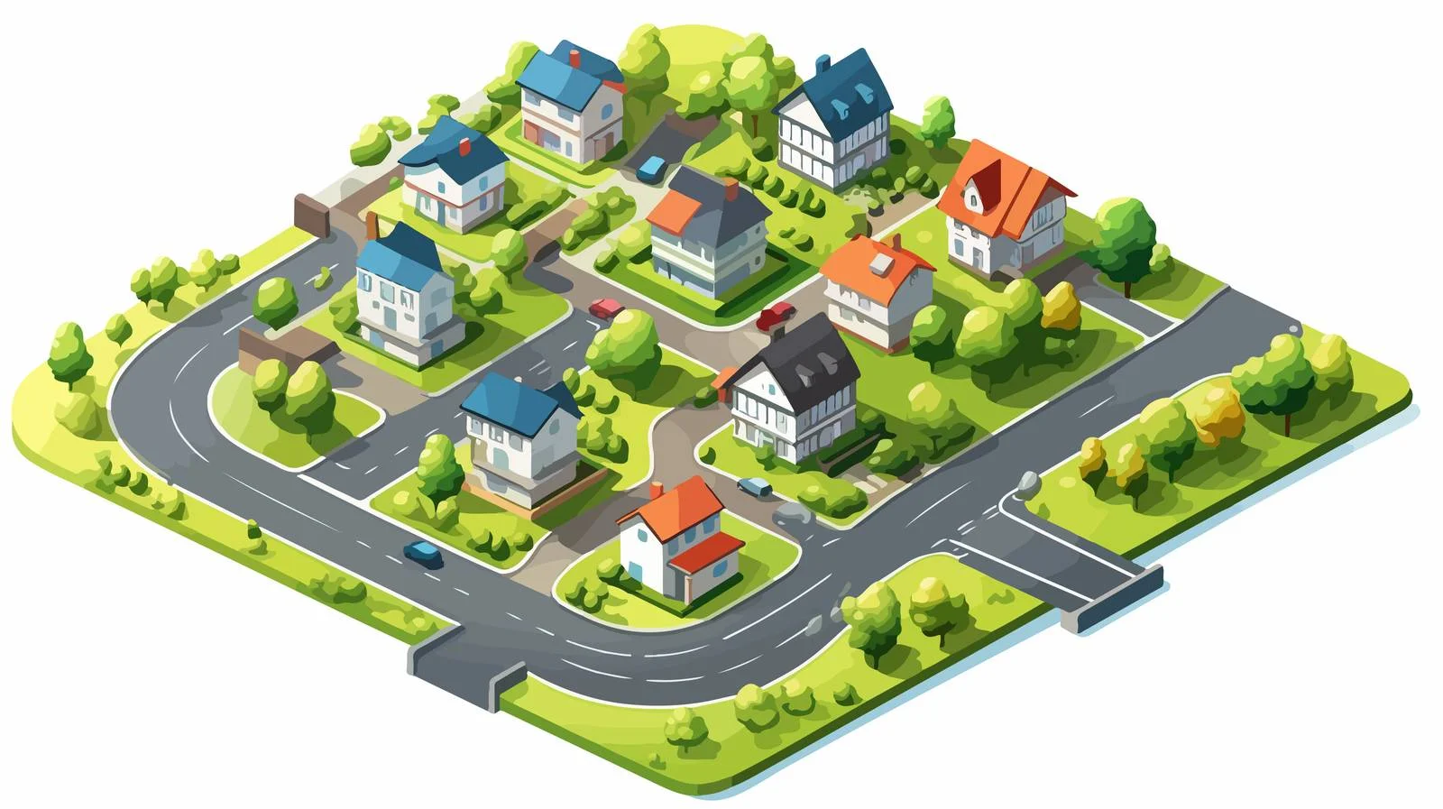 Residential Neighborhood with Street and Homes — free download from Dotvec
