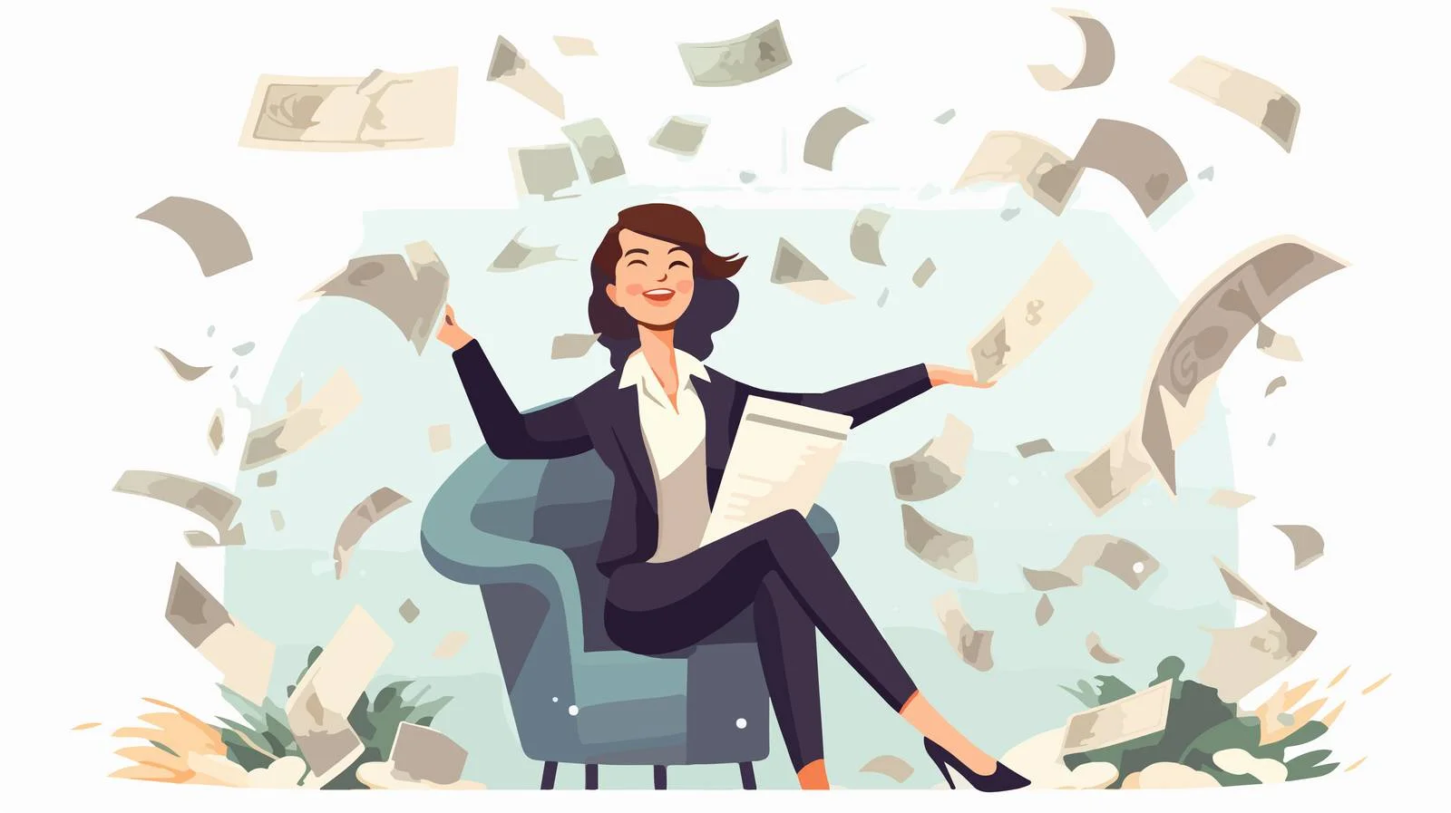 Financially empowered woman calculating on laptop — free download from Dotvec