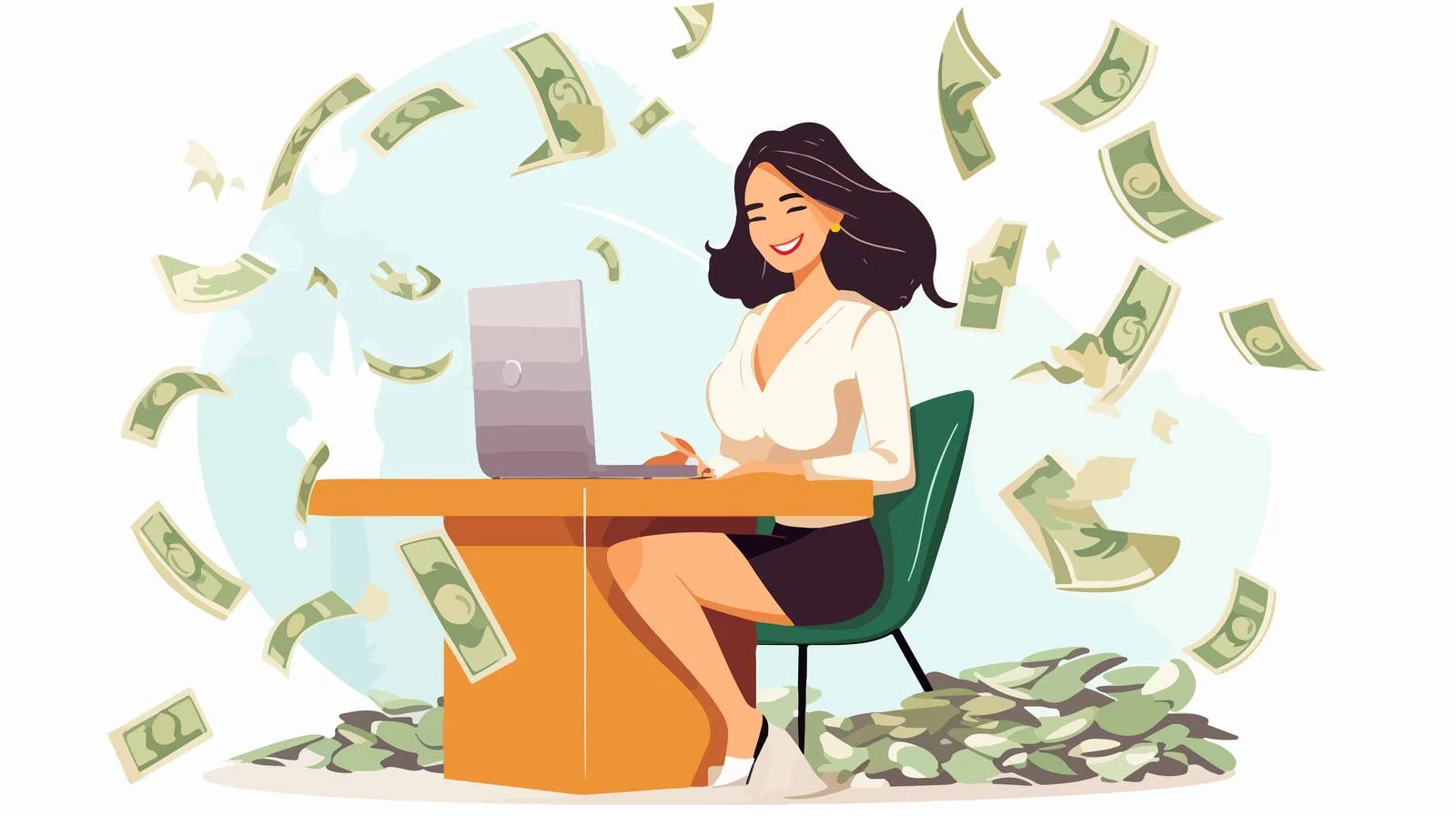 Financial success: Woman calculating cash flow — free download from Dotvec