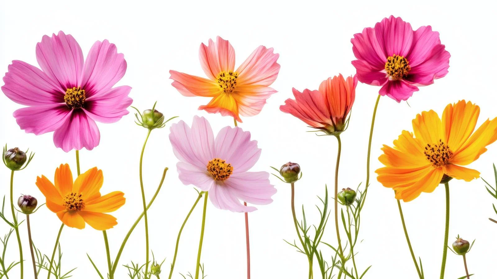 Vibrant Summer Flowers on White Background — free download from Dotvec