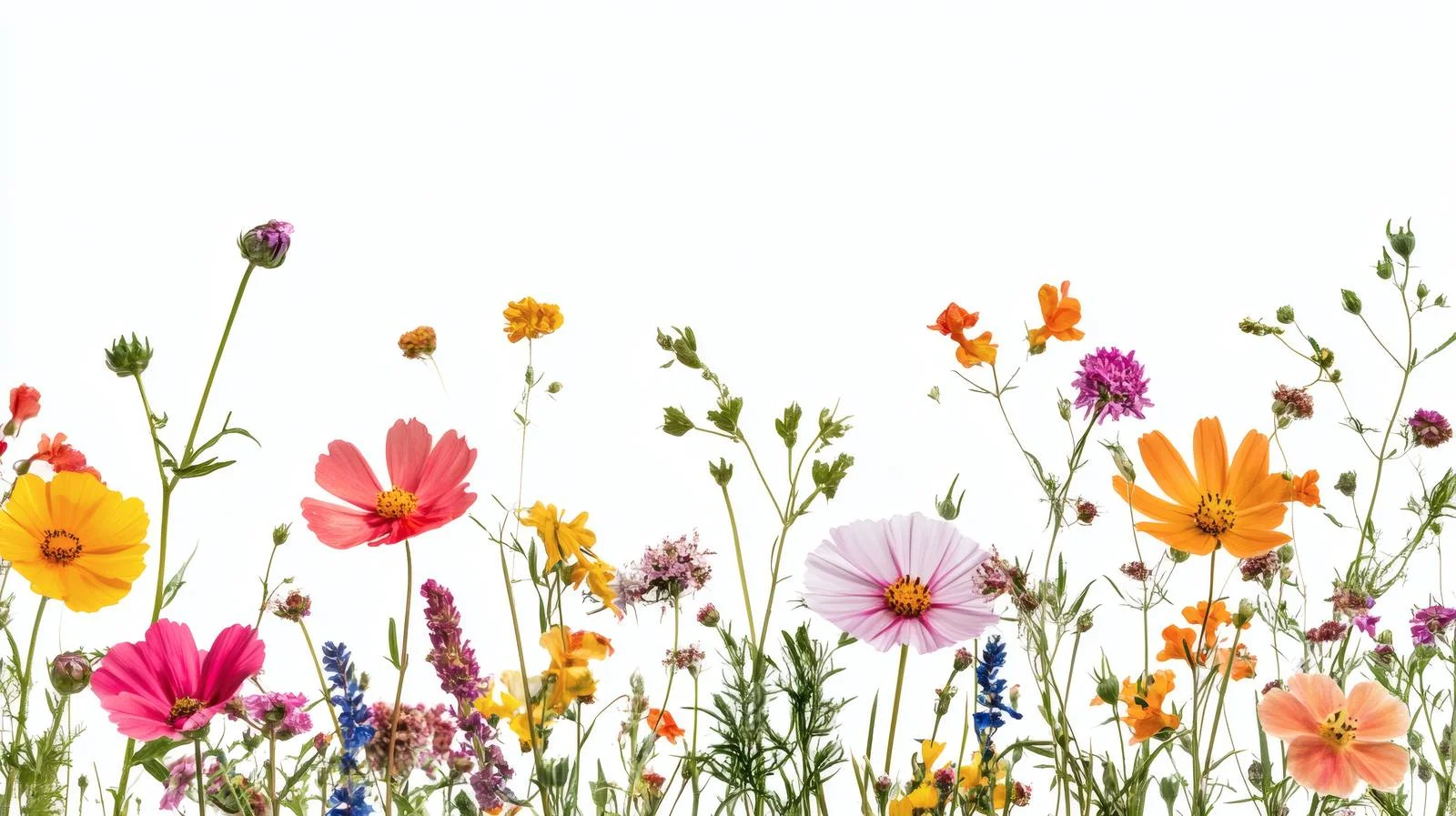 Vibrant Summer Blooms on White Background — free download from Dotvec