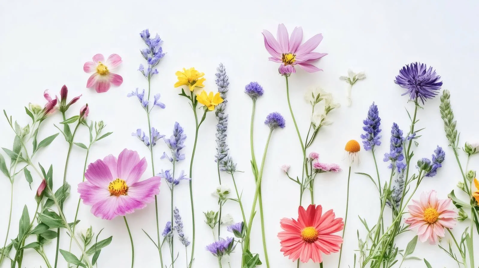 Vibrant Summer Flowers on White Background — free download from Dotvec