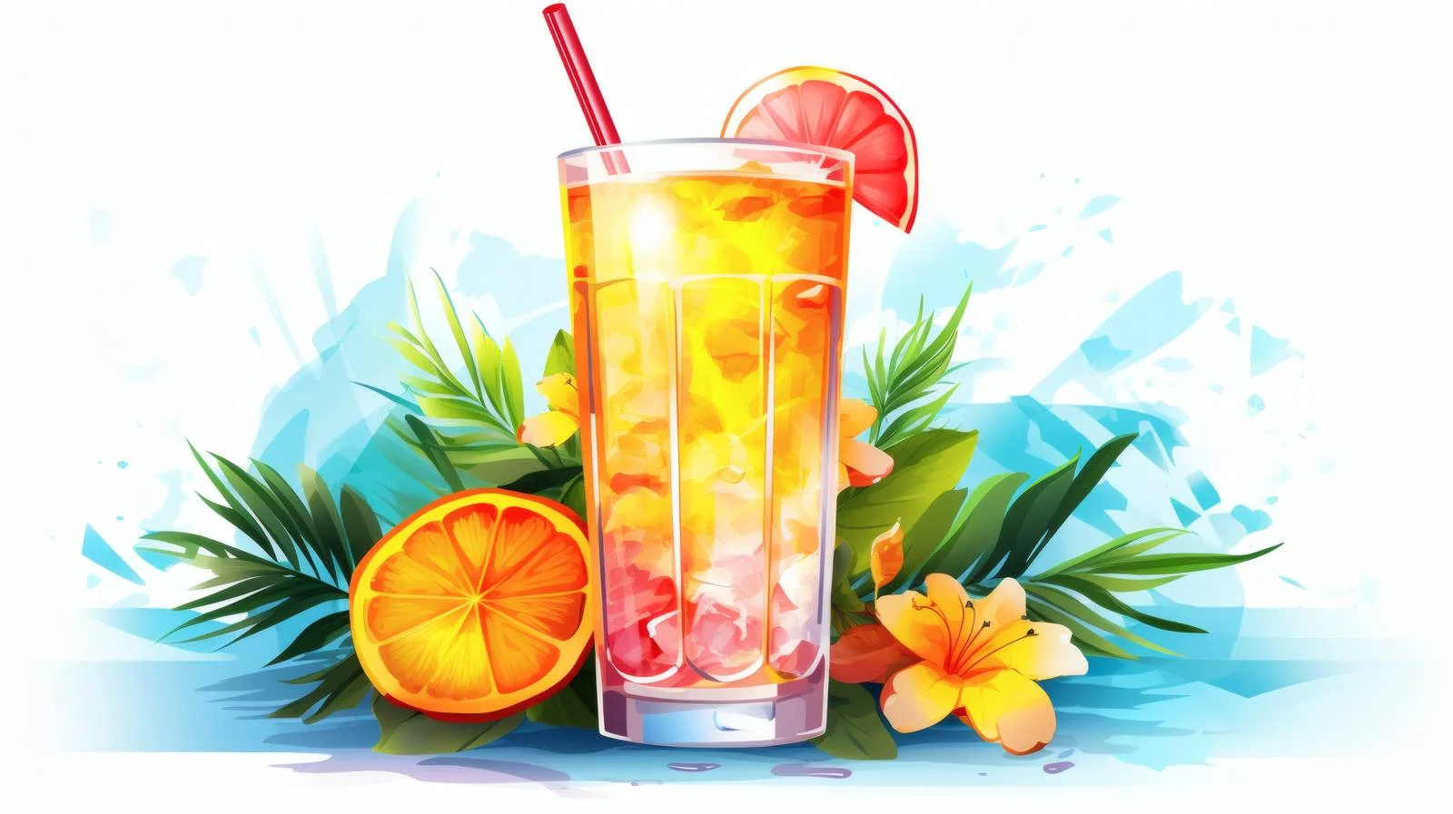 Exotic Summer Cocktail on White Background — free download from Dotvec