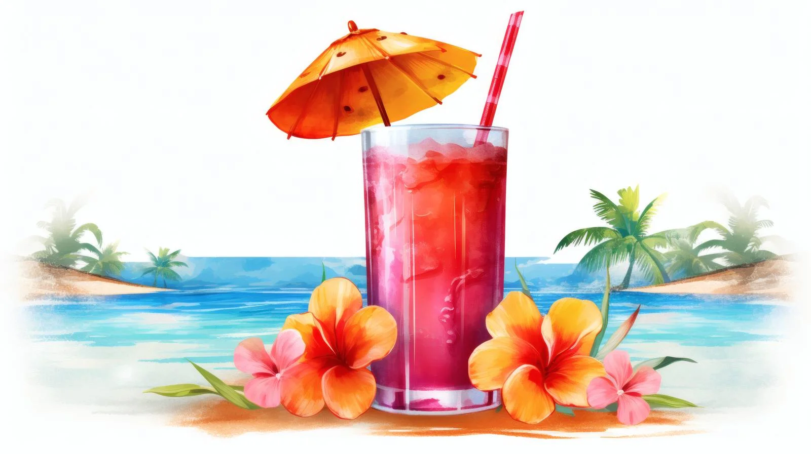 Exotic Summer Cocktail on White Background — free download from Dotvec