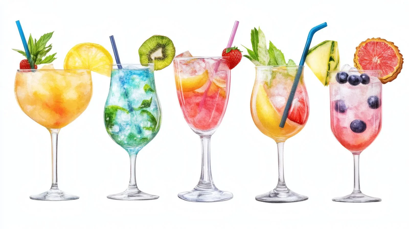 Exotic Summer Cocktail Collection on White Background — free download from Dotvec