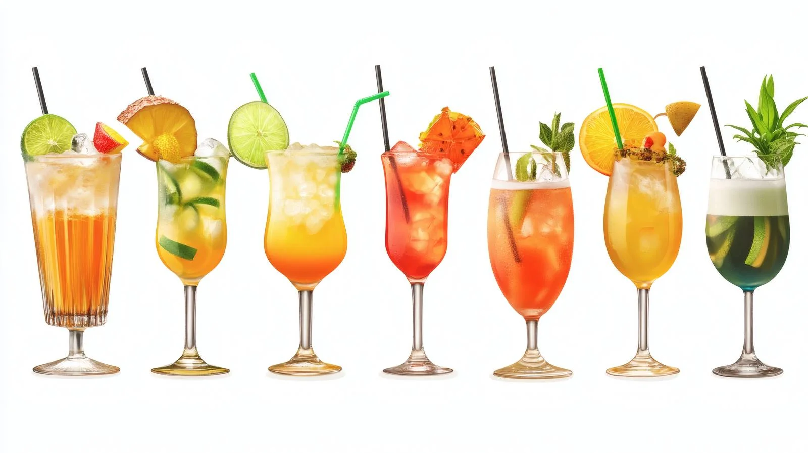 Exotic Summer Cocktails Collection on White — free download from Dotvec