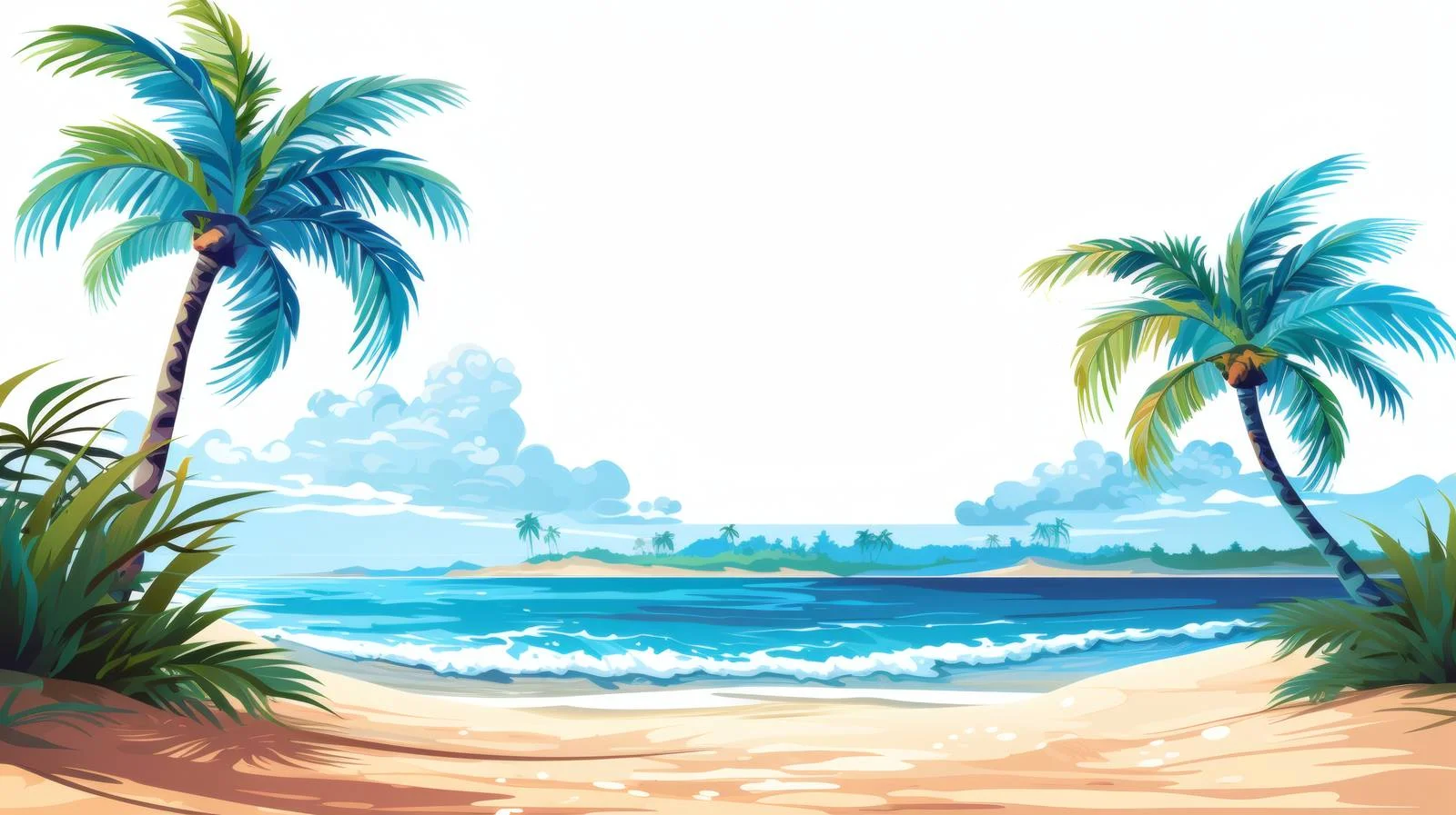 Serene Summer Beach White Background Scene — free download from Dotvec