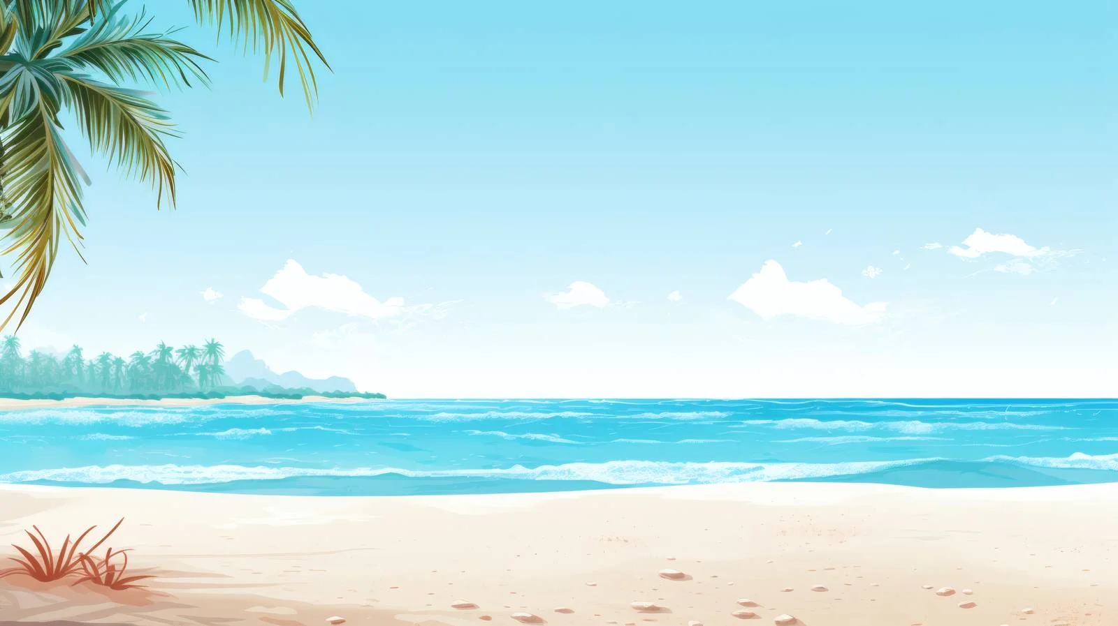 Tropical Beach Scene with White Background — free download from Dotvec