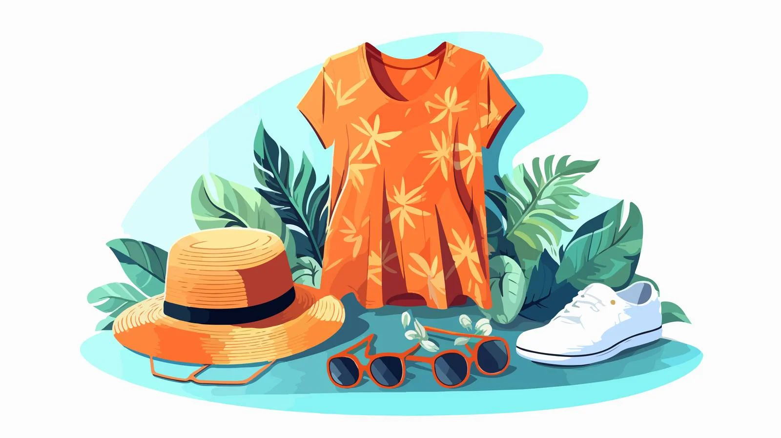 Summer Fashion Collection Apparel Accessories Composition — free download from Dotvec