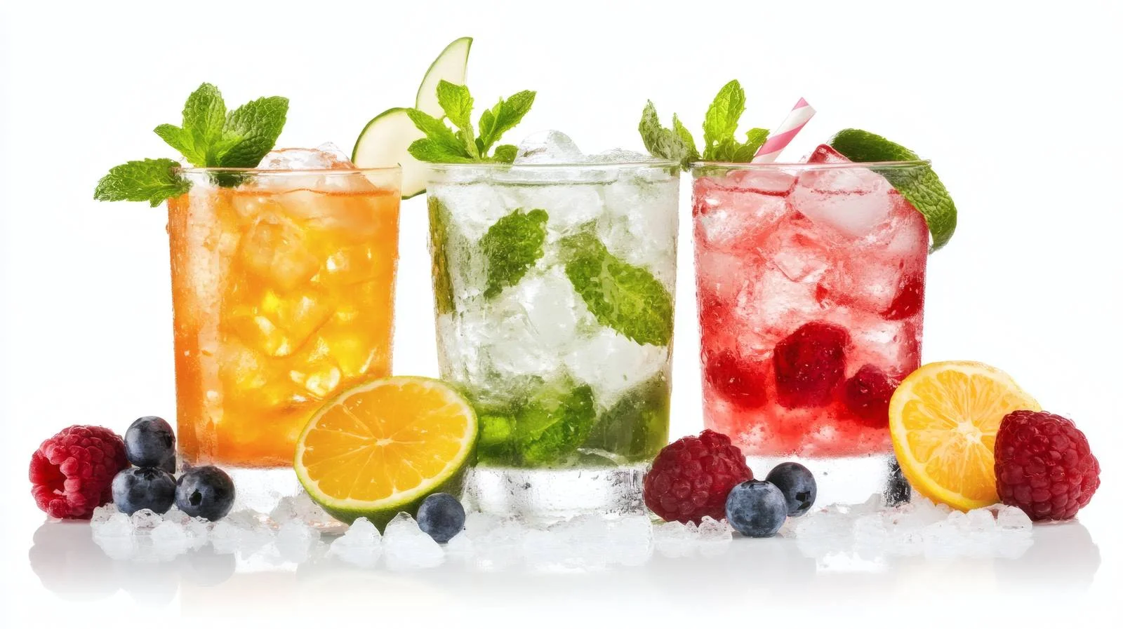 Refreshing Summer Cocktails with Ice on White — free download from Dotvec