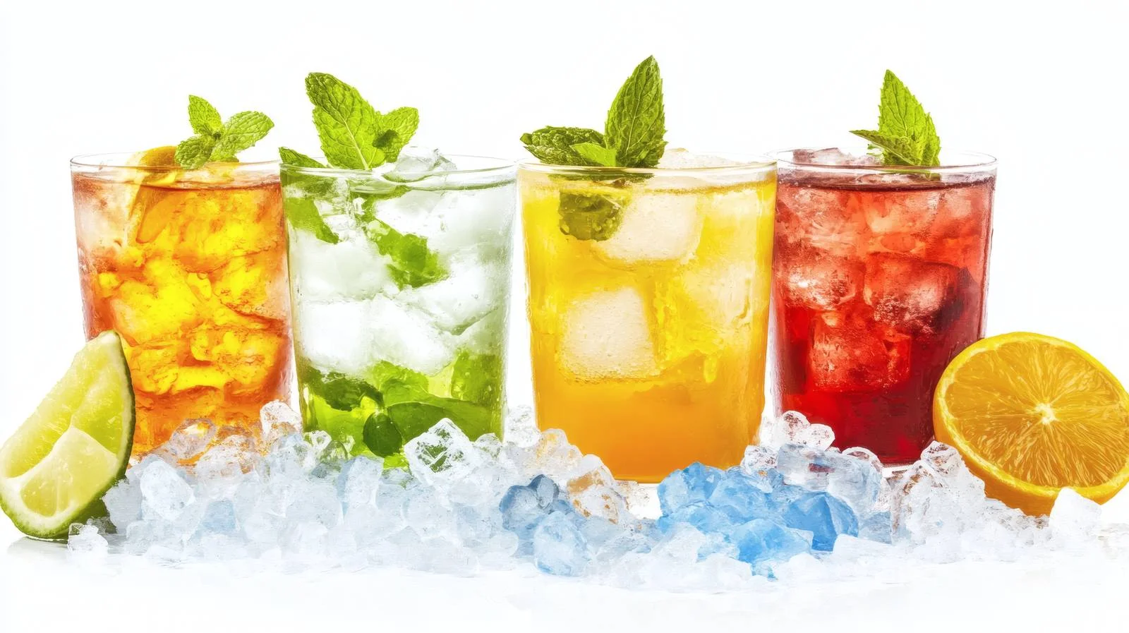 Refreshing Summer Cocktails with Ice on White — free download from Dotvec