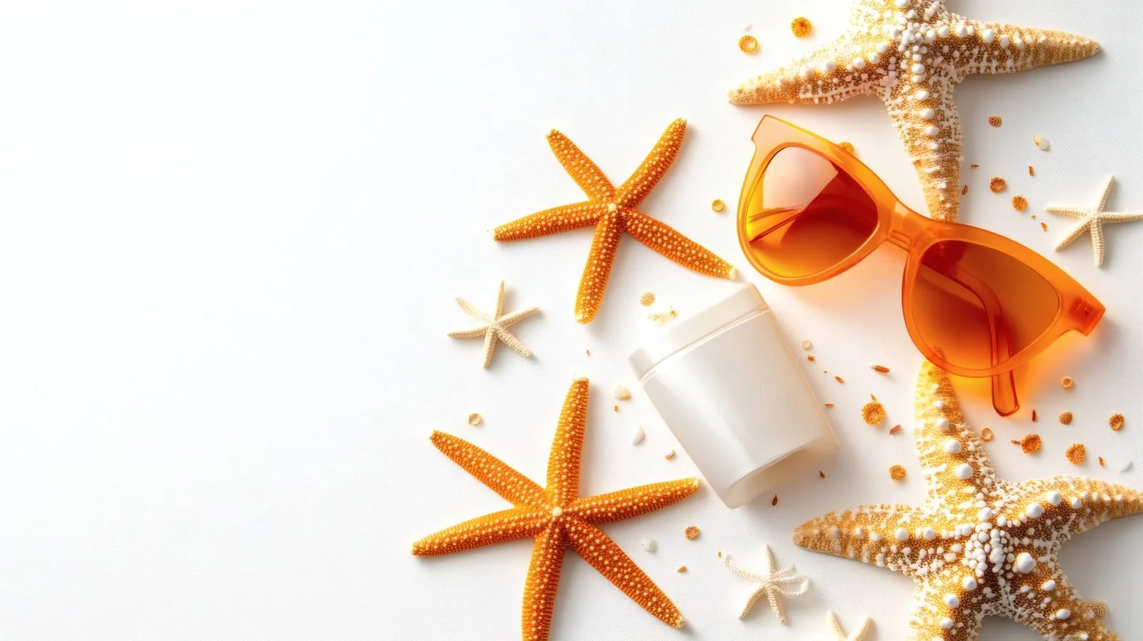 Summer Beach Essentials with Sunblock and Starfish — free download from Dotvec