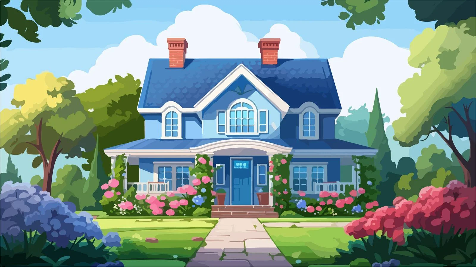 Elegant Two-Storey Suburban Home Exterior — free download from Dotvec