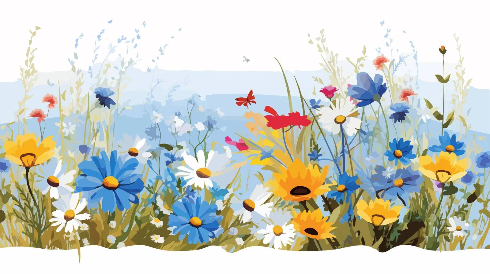 Tranquil Rural Meadow Floral Scene — free download from Dotvec