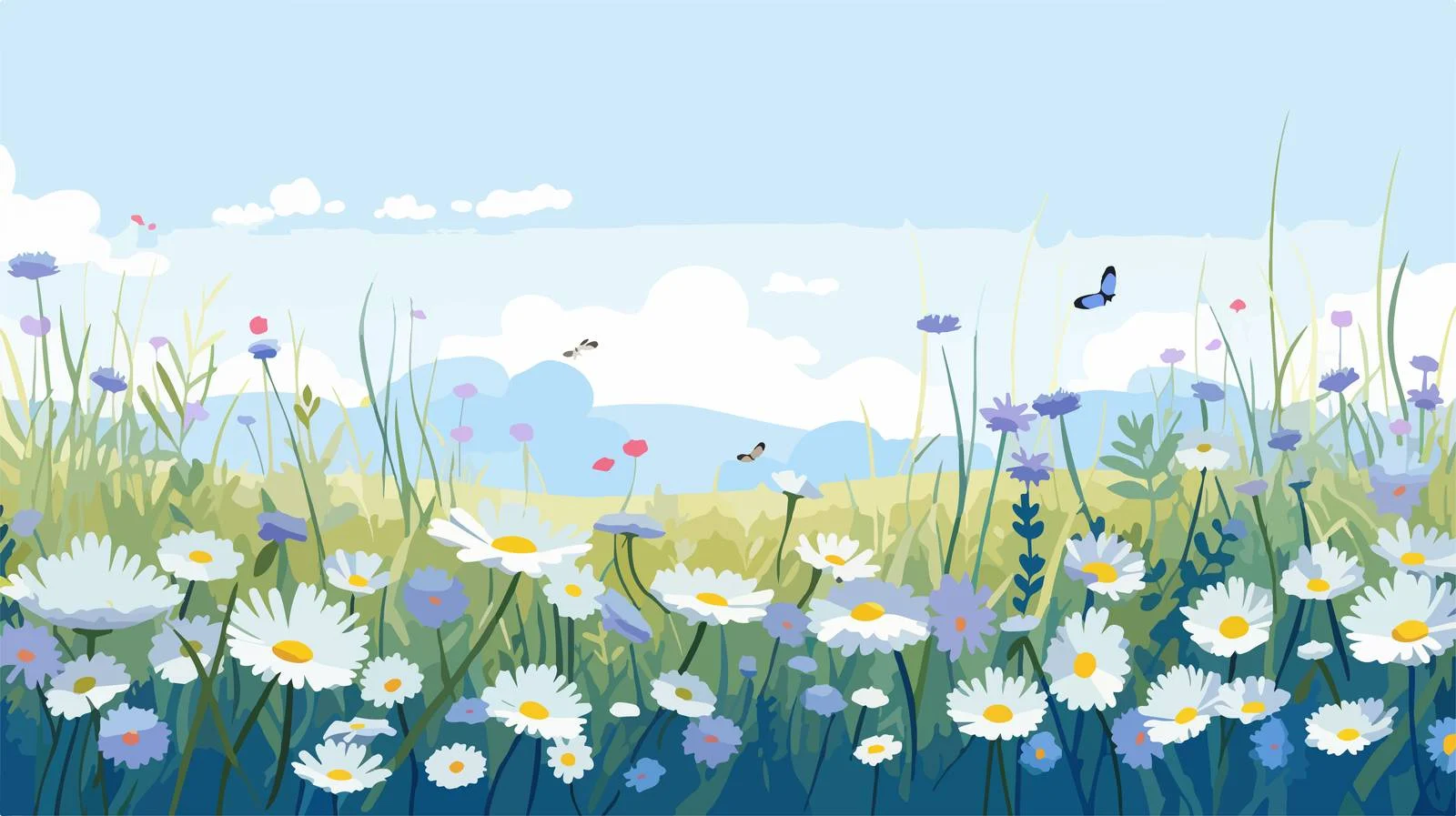 Wildflowers in Summer Countryside Field — free download from Dotvec