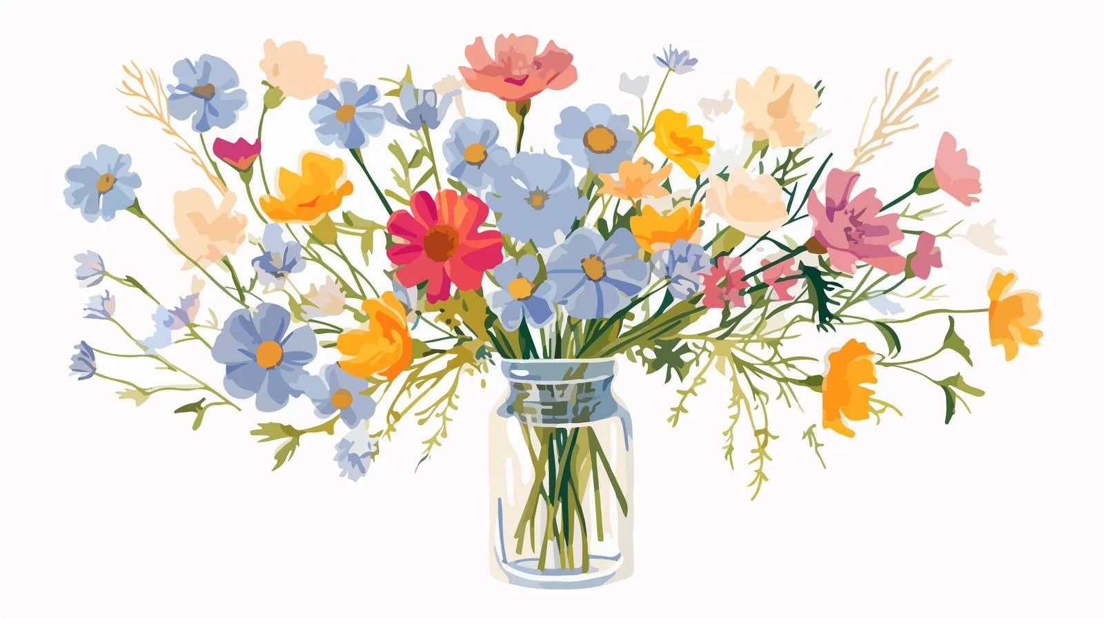 Blooming Summer Flowers in Transparent Vase — free download from Dotvec
