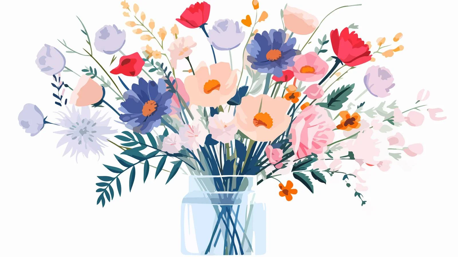 Elegant Summer Bouquet in Glass Vase — free download from Dotvec