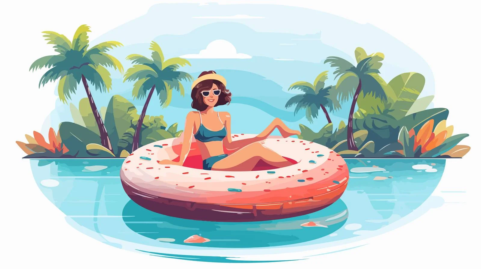 Exotic Summer Banner Featuring Swimsuit Woman — free download from Dotvec