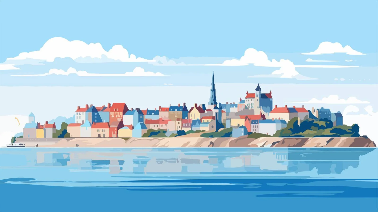 Scenic Coastal Town with Castle View — free download from Dotvec