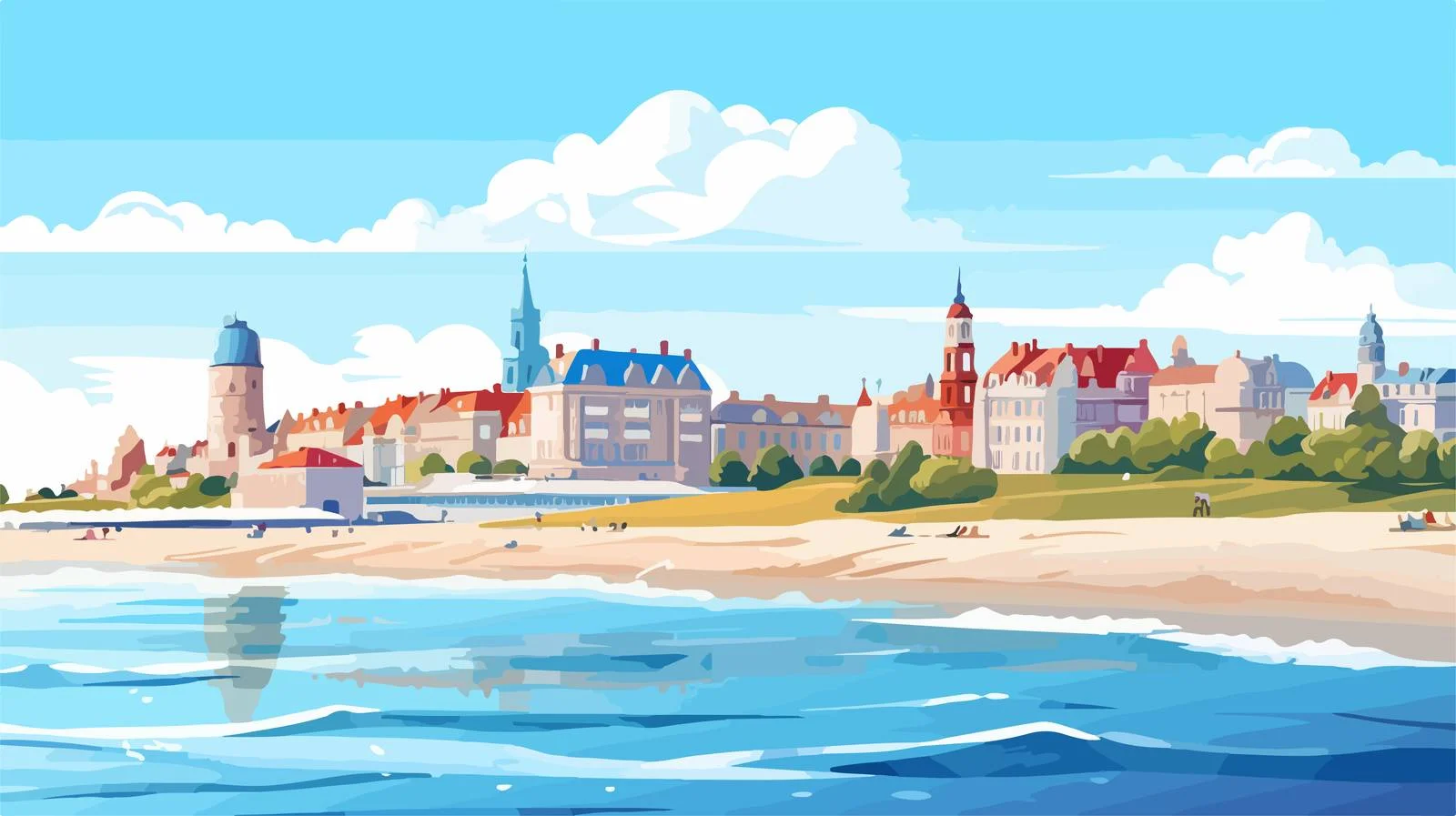 Scenic Coastal Town with Stunning Castle — free download from Dotvec