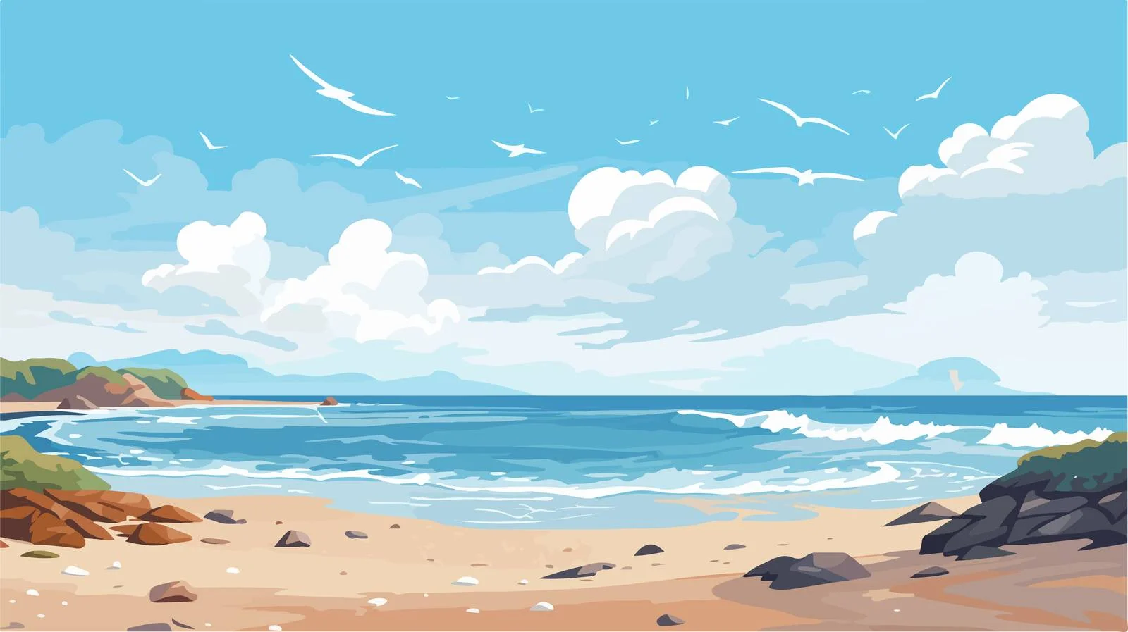 Tranquil Summer Coastal Scene with Sand — free download from Dotvec