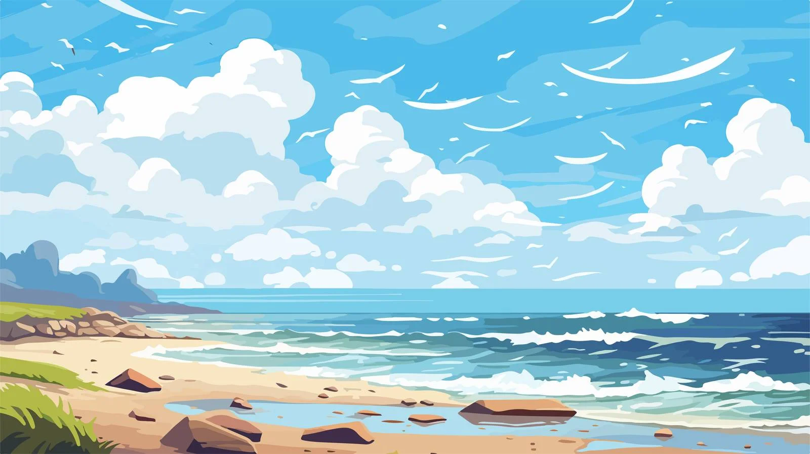Tranquil Summer Coastline with Sand and Sky — free download from Dotvec
