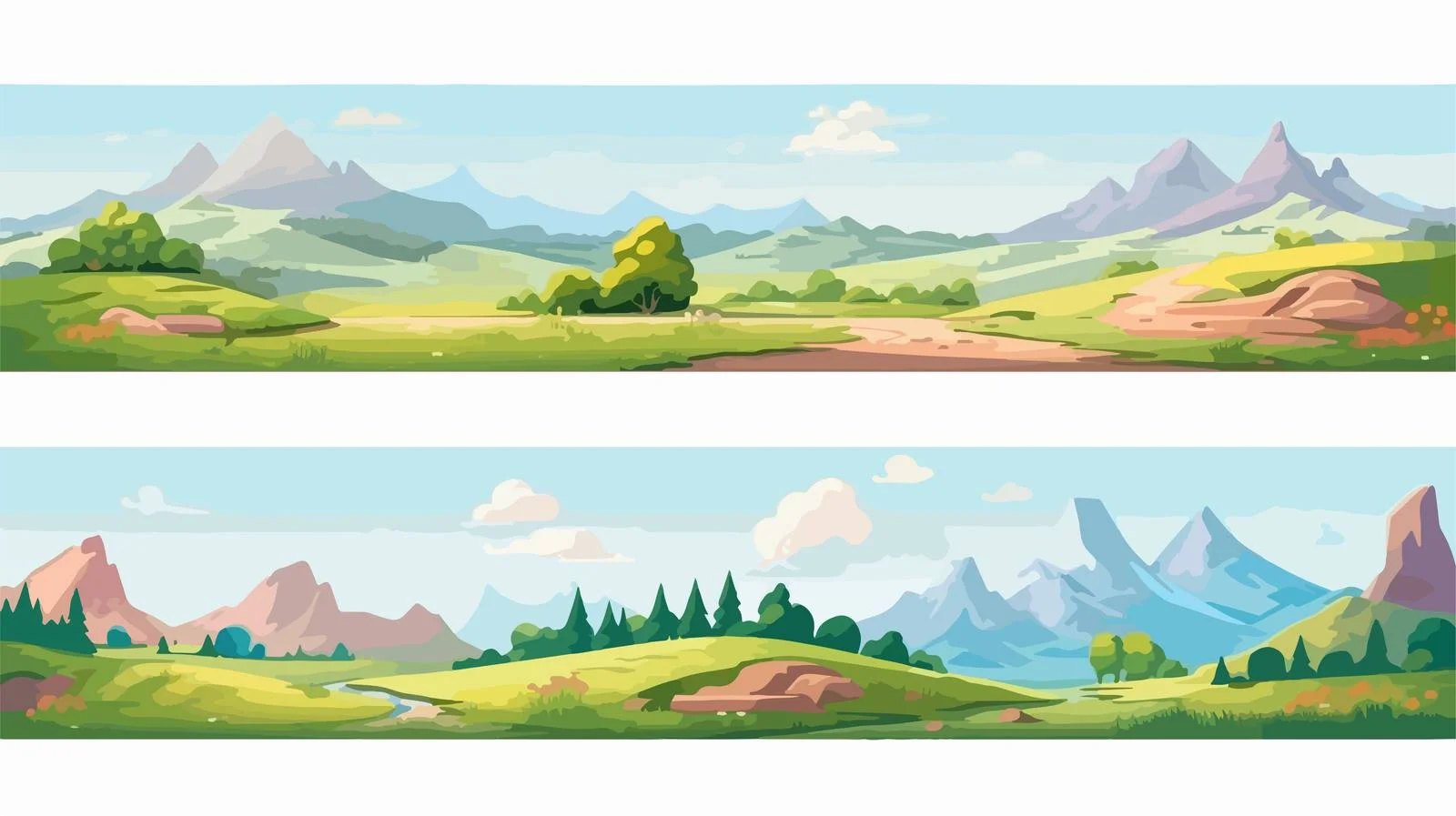 Lush Summer Landscapes with Trees — free download from Dotvec