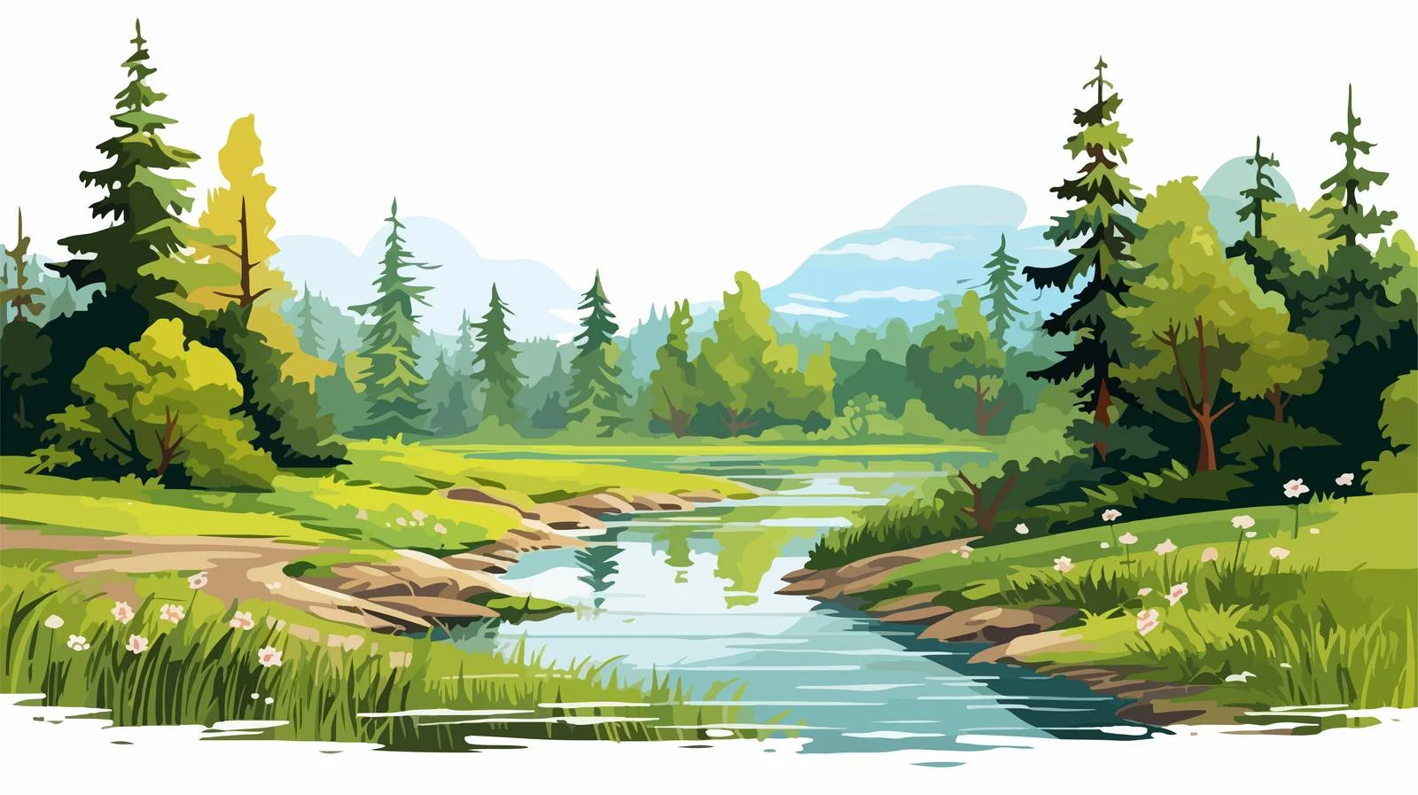 Tranquil Summer Forest with Green Grass — free download from Dotvec