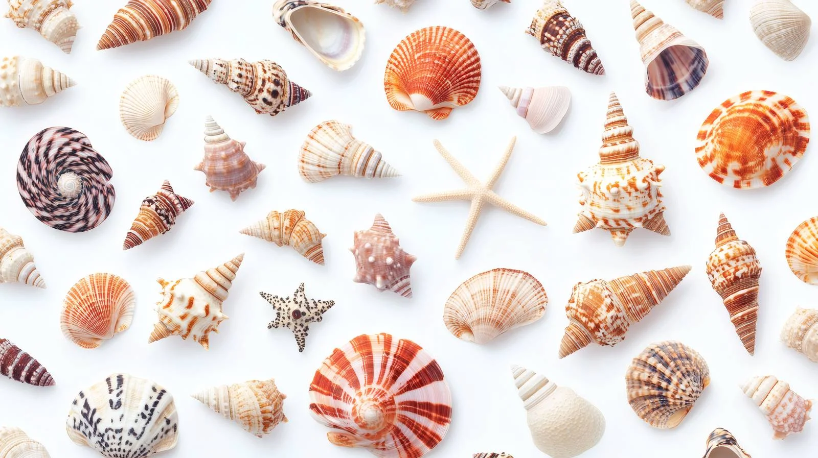 Elegant Seashell Summer Pattern on White Background — free download from Dotvec