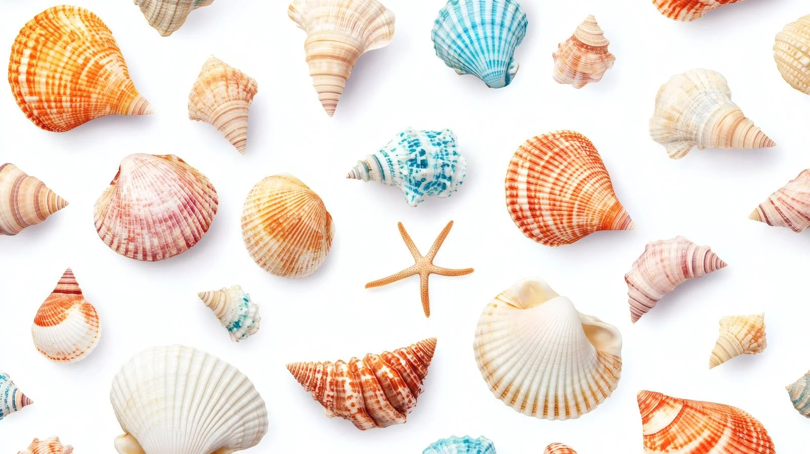 Elegant Summer Seashell Pattern on White — free download from Dotvec