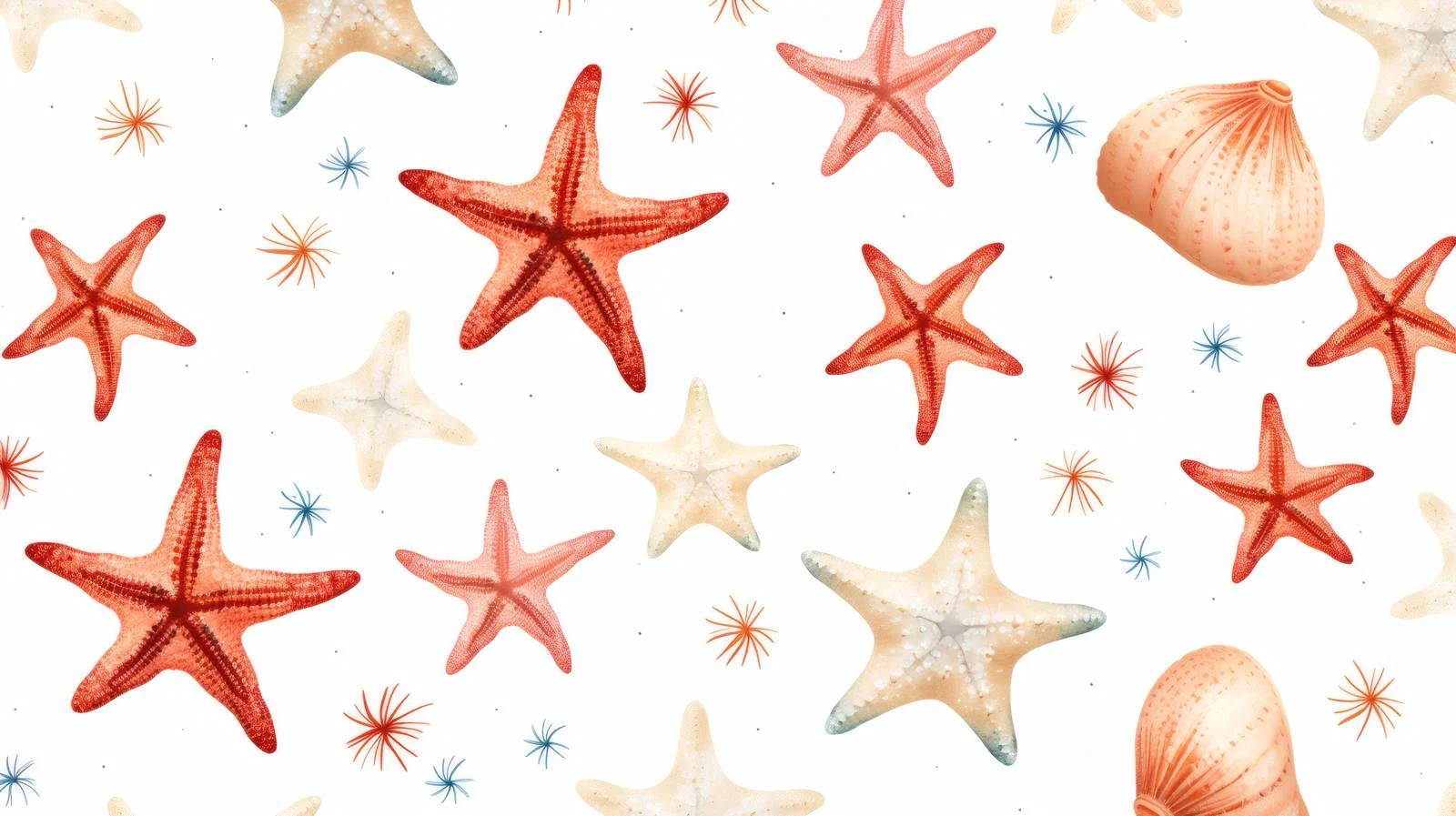 Summer Starfish Pattern on White Background — free download from Dotvec