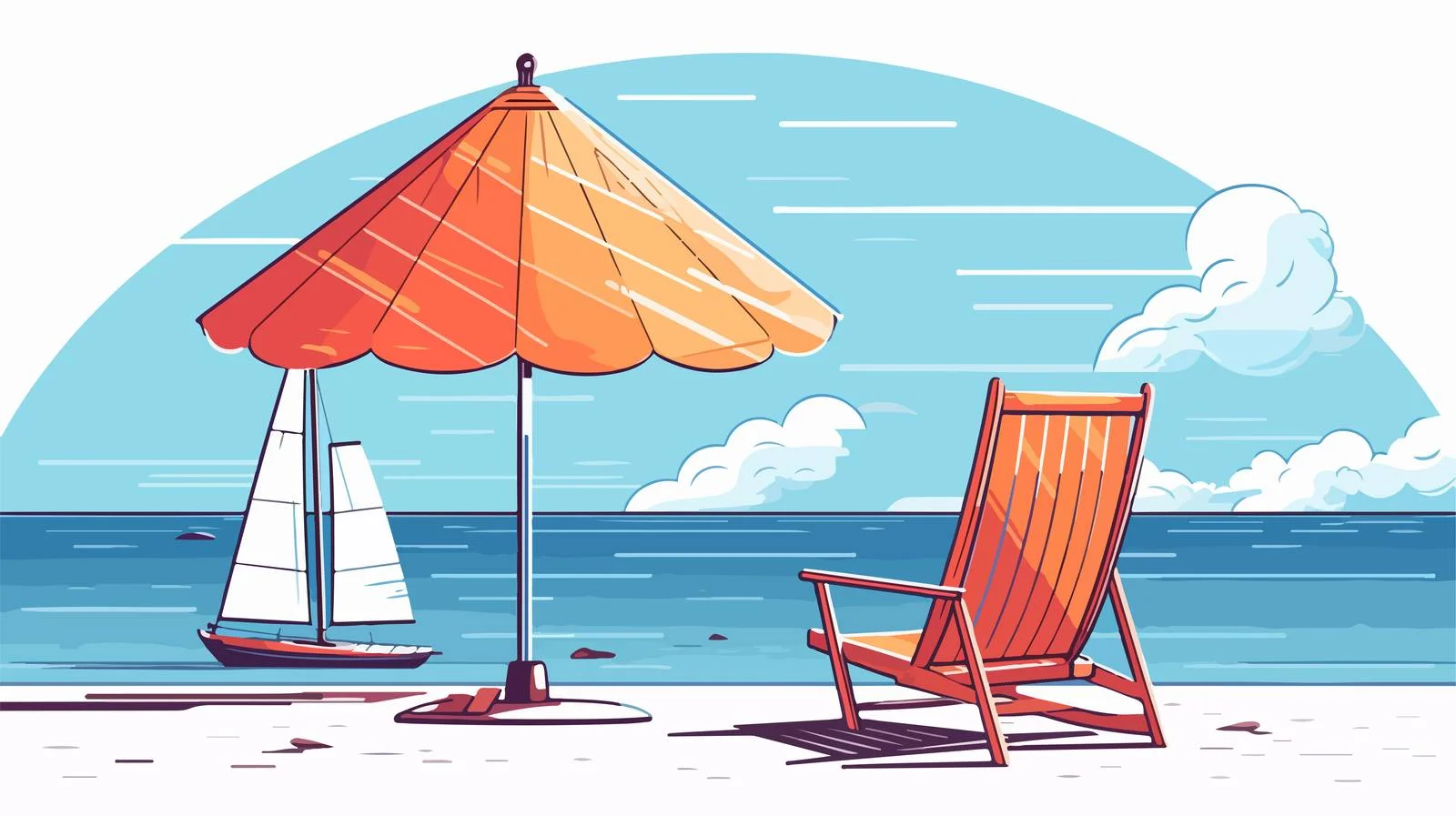 Relaxing Summer Beach Scene with Sunlounger — free download from Dotvec