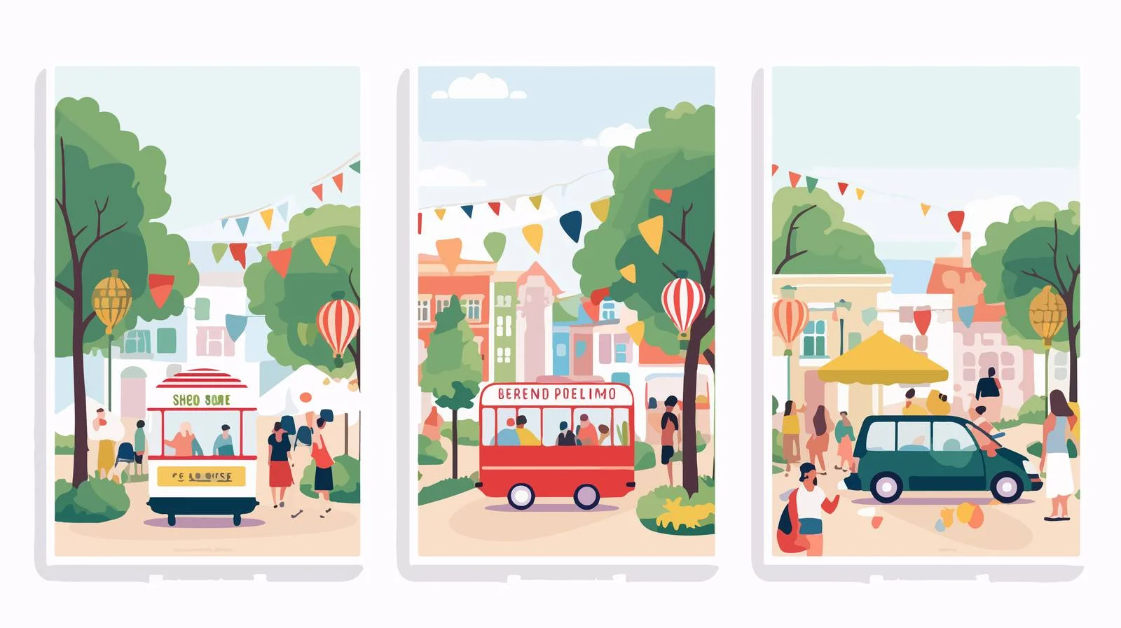 Colorful Street Festival Vertical Card Collection — free download from Dotvec