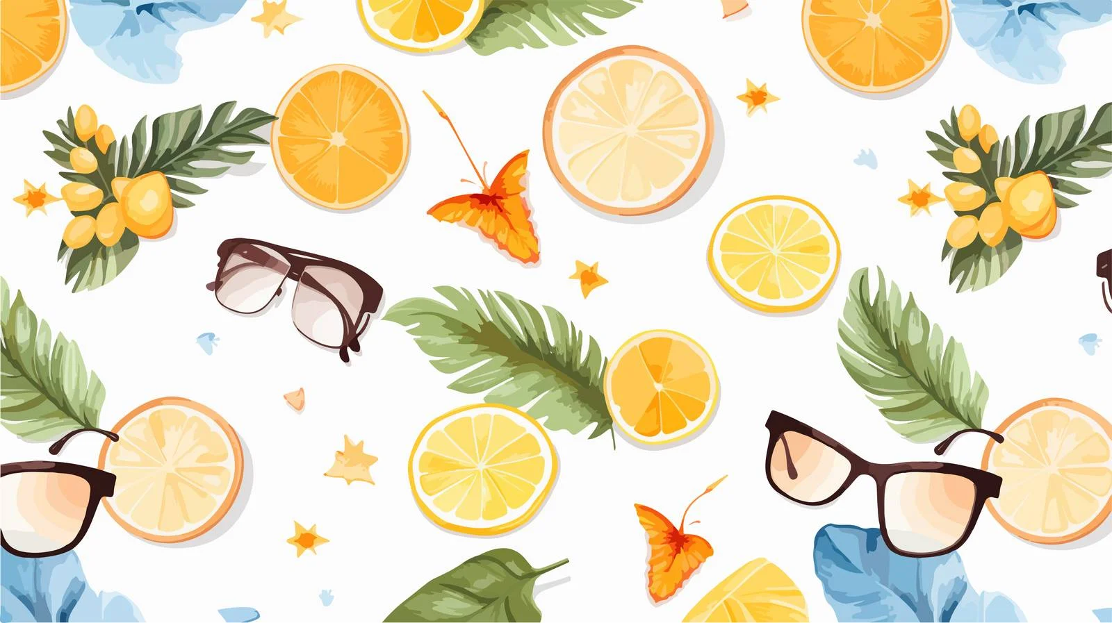 Tropical Fruit Seashell Seamless Summertime Pattern — free download from Dotvec
