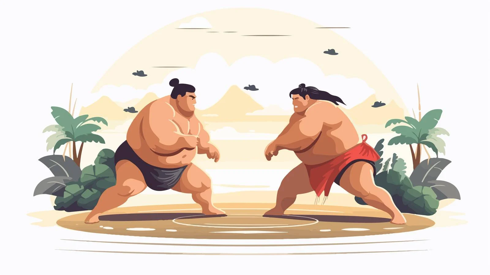 Traditional Sumo Wrestling in Japanese Tournament — free download from Dotvec