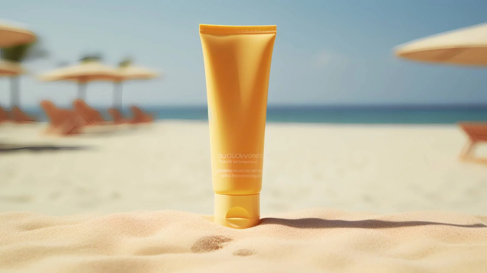 Sunblock lotion on sand by sea — free download from Dotvec