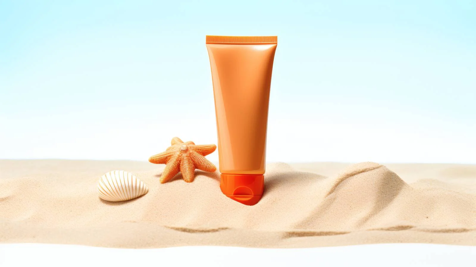 Sunblock lotion on beach with white background — free download from Dotvec