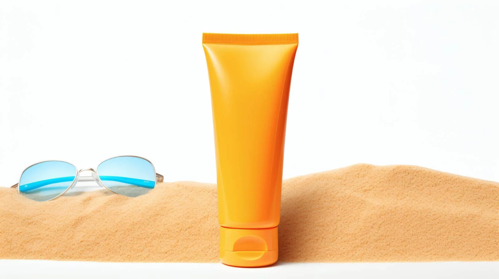 Sunblock on Sandy Shore Against White Background — free download from Dotvec