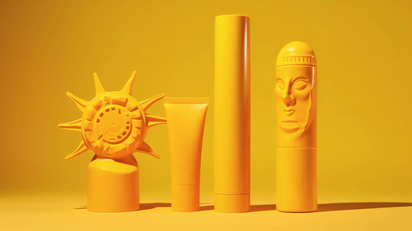 Sunblock products on yellow background — free download from Dotvec