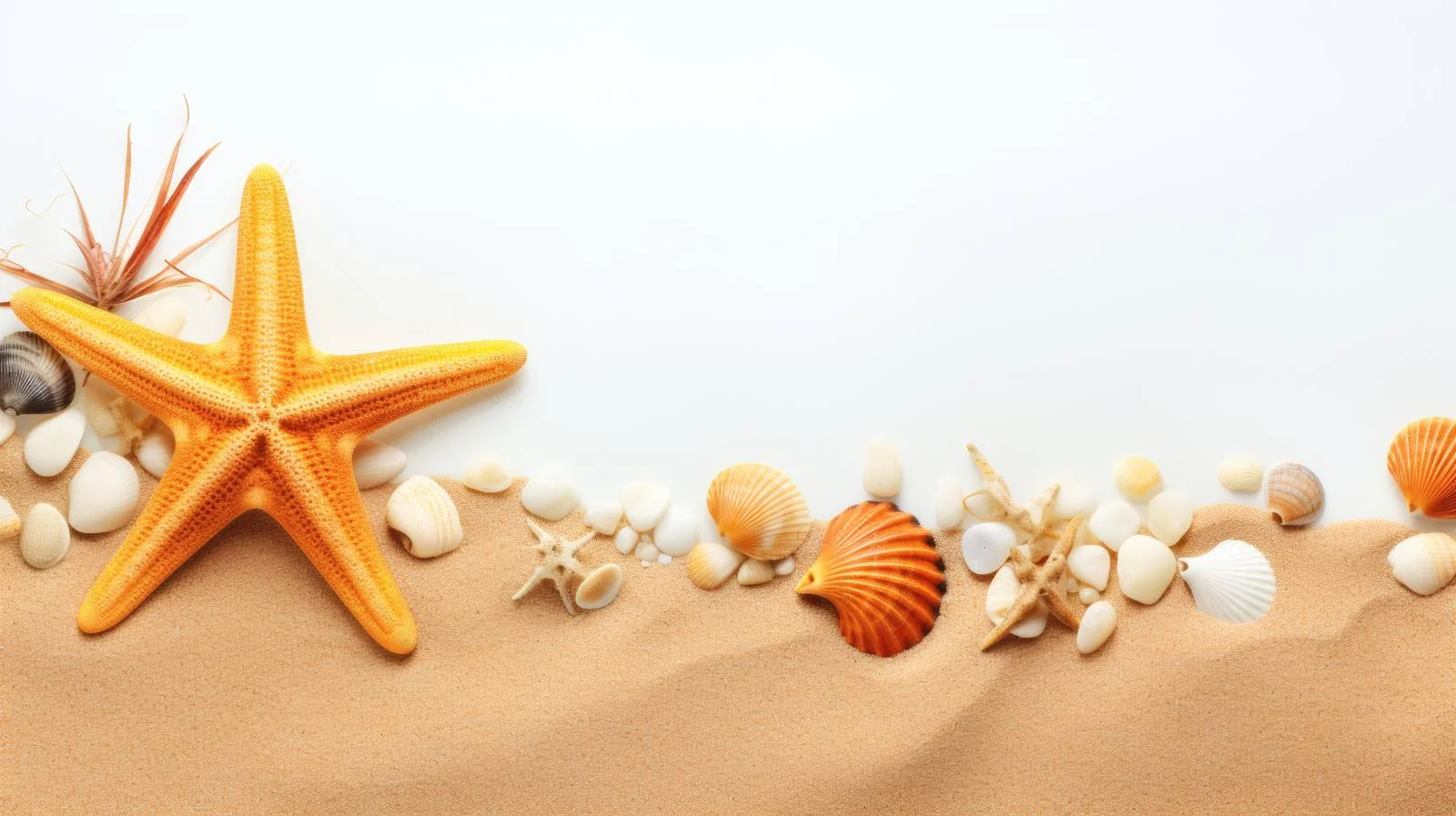 Sunny Beach Scene with Starfish and Pebbles – free pebbles image from Dotvec