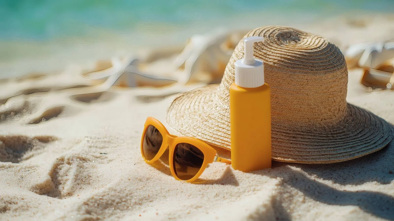 Sun Protection Essentials on Sandy Summer Beach — free download from Dotvec
