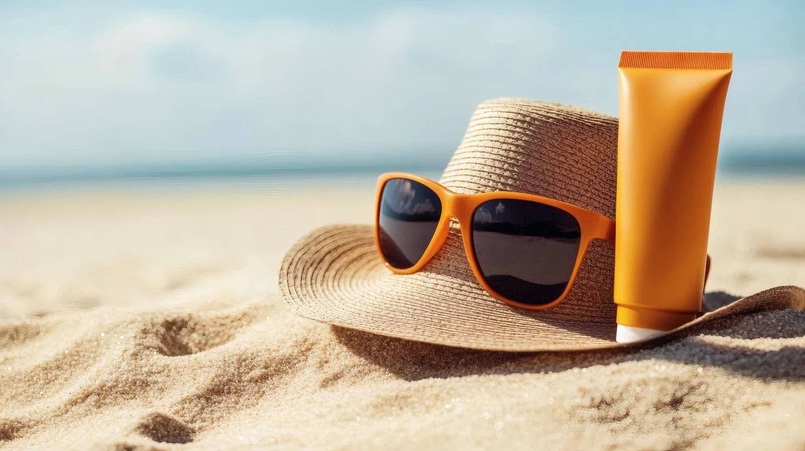 Essential Sun Protection Gear on Sandy Beach — free download from Dotvec