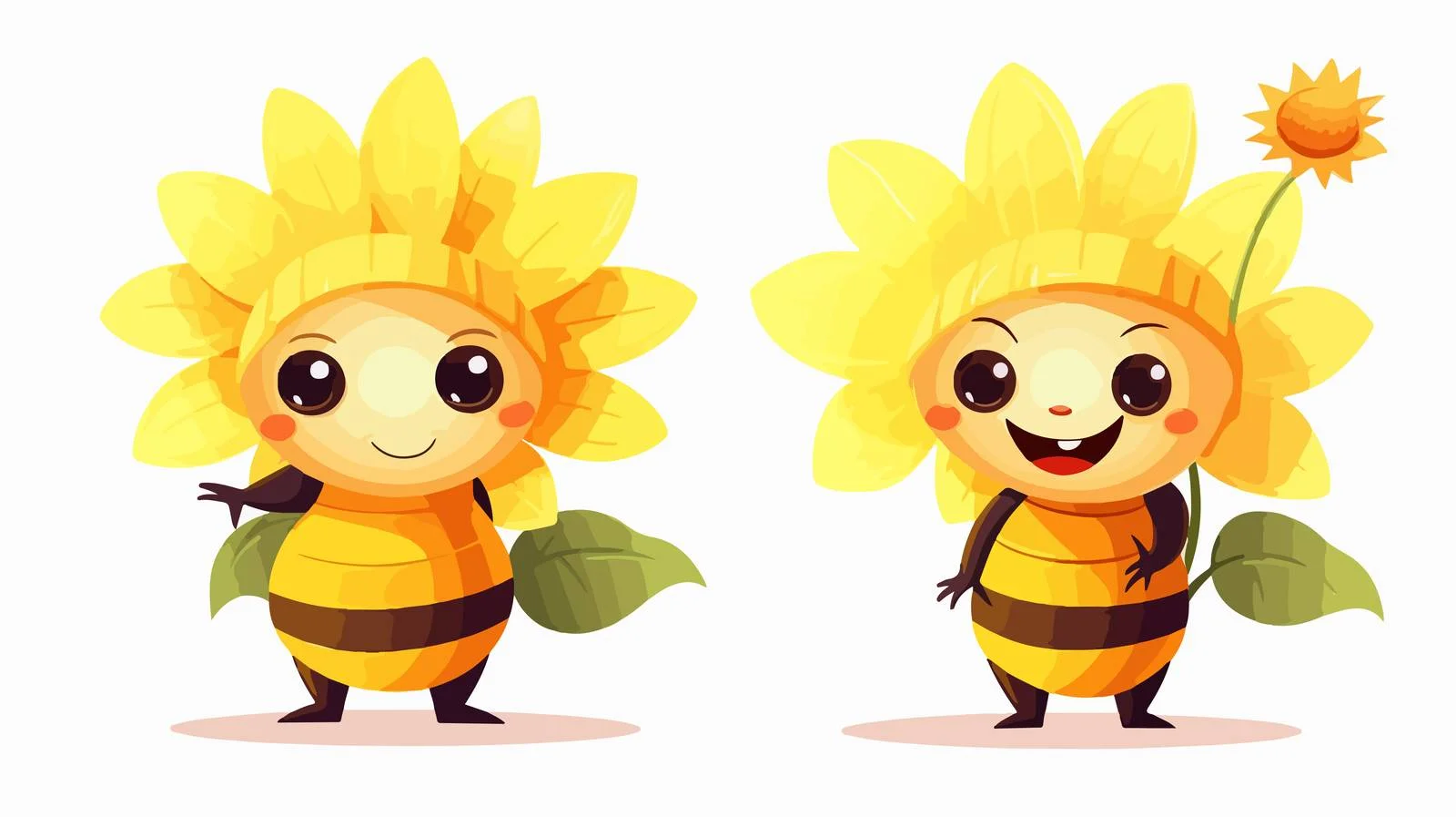 Whimsical Sunflower Gnome Characters with Bees — free download from Dotvec