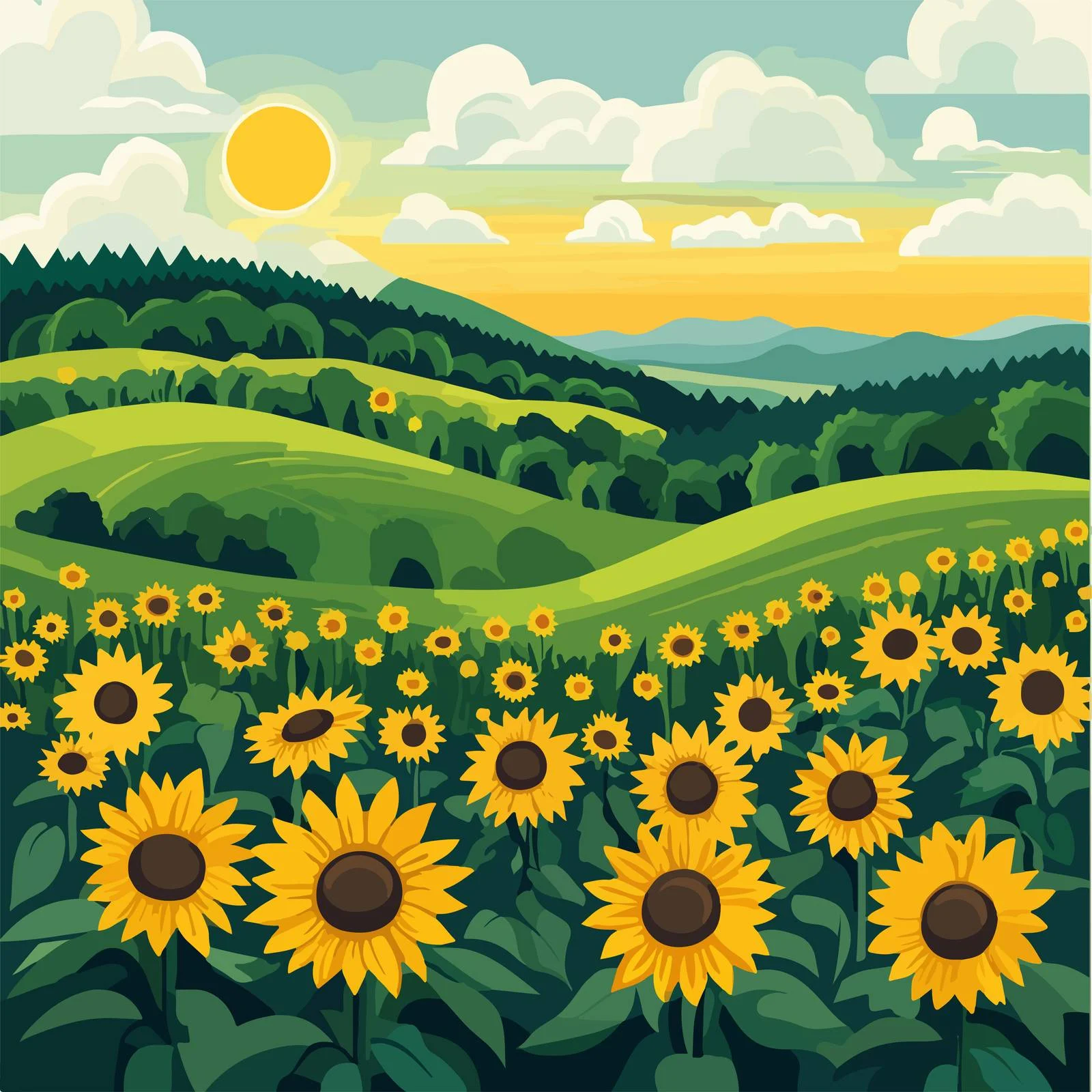 Vibrant Sunflower Field Card Design — free download from Dotvec